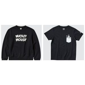 2PCS Uniqlo Mickey Long-Sleeve Sweatshirt & Short-Sleeve UT T-shirt 5-6Y (120)
